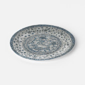 Blauwe rode hond van porseleinen papieren bordje (Gekanteld)