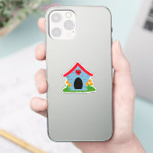 Blauwe rode hondenhok sticker (Telefoon)