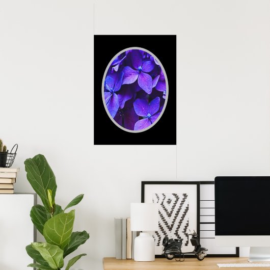 BLAUWE RODE Hortensia Poster (Thuiskantoor)