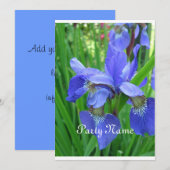 Blauwe rode iris en groene bladeren kaart (Voorkant / Achterkant)