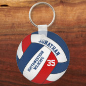 blauwe rode jongens naam ons team kleuren volleyba sleutelhanger (Achterkant)