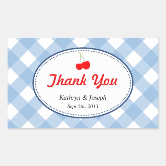 Blauwe rode kersen bruiloft in het land rechthoekige sticker (Voorkant)