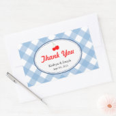 Blauwe rode kersen bruiloft in het land rechthoekige sticker (Envelop)