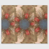 Blauwe rode kerstdecoratie Baubles Cadeaupapier (Vlak)