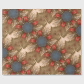 Blauwe rode kerstdecoratie Baubles Cadeaupapier (Vlak)