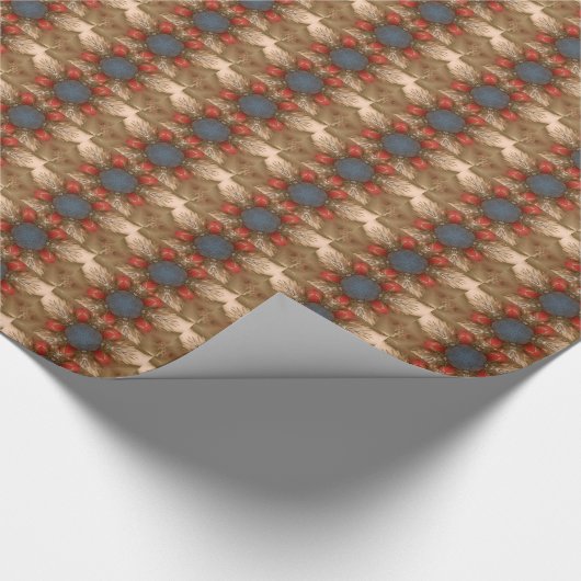 Blauwe rode kerstdecoratie Baubles Cadeaupapier (Hoek)