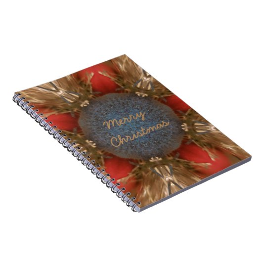 Blauwe rode kerstdecoratie Baubles Notitieboek (Rechterzijde)