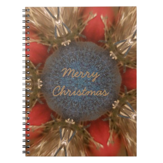 Blauwe rode kerstdecoratie Baubles Notitieboek (Voorkant)