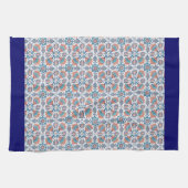 Blauwe rode kornflower Floral Pattern Blue Border Theedoek (Horizontaal)