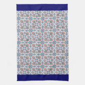 Blauwe rode kornflower Floral Pattern Blue Border Theedoek (Verticaal)