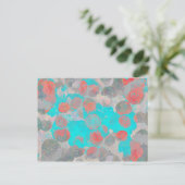 Blauwe rode kunst van romantisch bloempatroon / bl briefkaart (Staand voorkant)