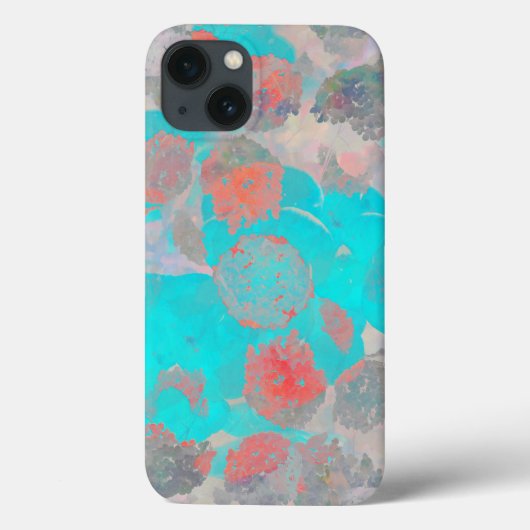 Blauwe rode kunst van romantisch bloempatroon / bl Case-Mate iPhone case (Achterkant)