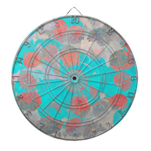 Blauwe rode kunst van romantisch bloempatroon / bl dartbord