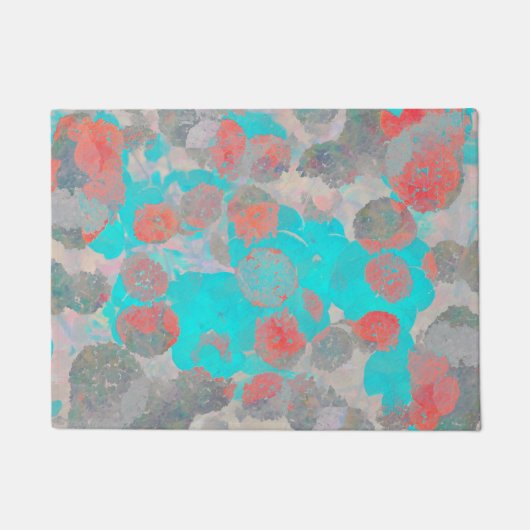 Blauwe rode kunst van romantisch bloempatroon / bl deurmat (Voorkant)