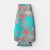 Blauwe rode kunst van romantisch bloempatroon / bl flesjeskoeler (Voorkant)