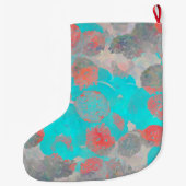 Blauwe rode kunst van romantisch bloempatroon / bl grote kerstsok (Achterkant)