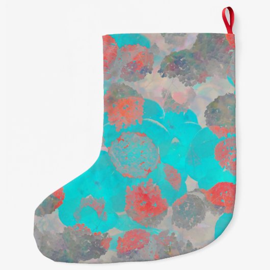 Blauwe rode kunst van romantisch bloempatroon / bl grote kerstsok (Achterkant)