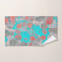 Blauwe rode kunst van romantisch bloempatroon / bl handdoek