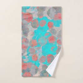 Blauwe rode kunst van romantisch bloempatroon / bl handdoek