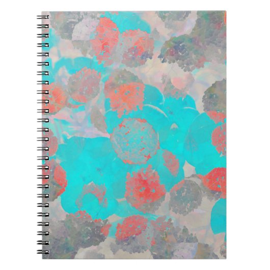 Blauwe rode kunst van romantisch bloempatroon / bl notitieboek (Voorkant)