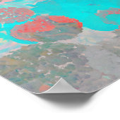 Blauwe rode kunst van romantisch bloempatroon / bl poster (Hoek)