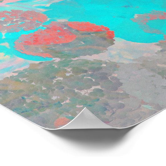 Blauwe rode kunst van romantisch bloempatroon / bl poster (Hoek)