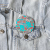 Blauwe rode kunst van romantisch bloempatroon / bl ronde button 7,6 cm (In situ)