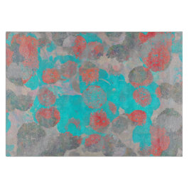 Blauwe rode kunst van romantisch bloempatroon / bl snijplank