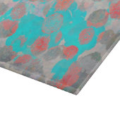 Blauwe rode kunst van romantisch bloempatroon / bl snijplank (Hoek)