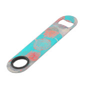 Blauwe rode kunst van romantisch bloempatroon / bl speed flessenopener (Achterkant Gekanteld)