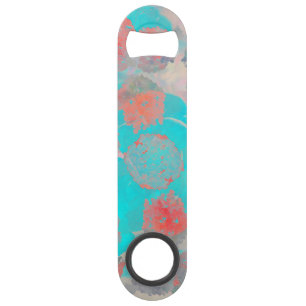Blauwe rode kunst van romantisch bloempatroon / bl speed flessenopener