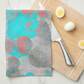 Blauwe rode kunst van romantisch bloempatroon / bl theedoek (Quarter Fold)