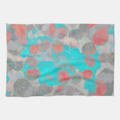 Blauwe rode kunst van romantisch bloempatroon / bl theedoek (Horizontaal)