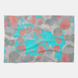 Blauwe rode kunst van romantisch bloempatroon / bl theedoek