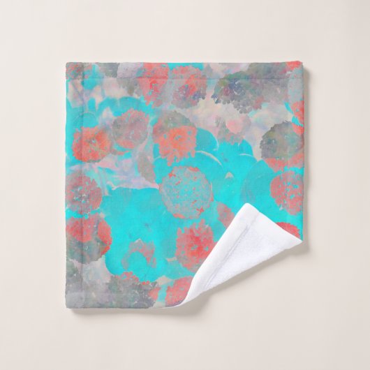 Blauwe rode kunst van romantisch bloempatroon / bl washandje (Wasdoekje)