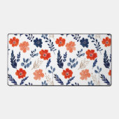 Blauwe & Rode Lente Bloemen Waterverf Botanisch Bureaumat (Voorkant)