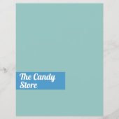 Blauwe rode lipop, snoepgoed flyer (Achterkant)