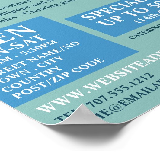 Blauwe rode lipop, snoepgoed poster (Hoek)