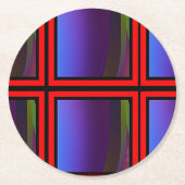 Blauwe rode naalddroogoten ronde kartonnen onderzetter (Voorkant)