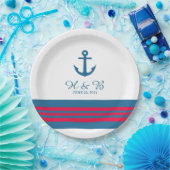 Blauwe rode Nautical Anchor Weddenschap Paper Bord (Feest)