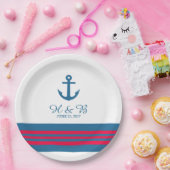 Blauwe rode Nautical Anchor Weddenschap Paper Bord (Feest)