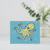 Blauwe rode octopus briefkaart (Staand voorkant)