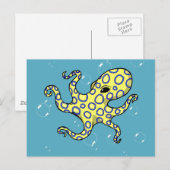 Blauwe rode octopus briefkaart (Voorkant / Achterkant)