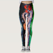 Blauwe rode octopus leggings (Voorkant)