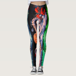 Blauwe rode octopus leggings