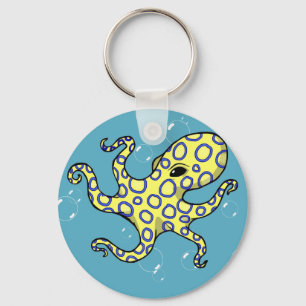 Blauwe rode octopus sleutelhanger