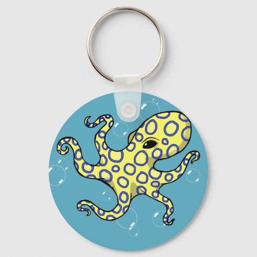 Blauwe rode octopus sleutelhanger (Voorkant)