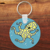 Blauwe rode octopus sleutelhanger (Voorkant)
