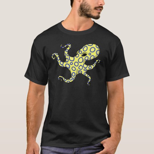 Blauwe rode octopus t-shirt (Voorkant)