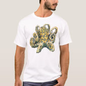 Blauwe rode octopus t-shirt (Voorkant)